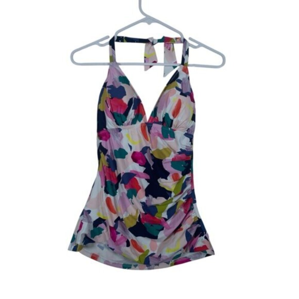Profile by Gottex White Multicolor Tankini Size 10 EUC #6378